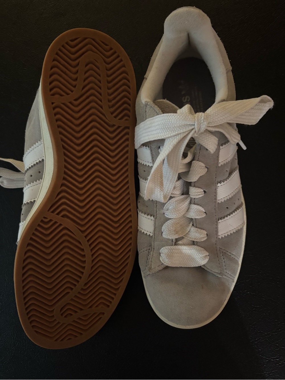 adidas Light Gray Suede Sneakers with White Stripes